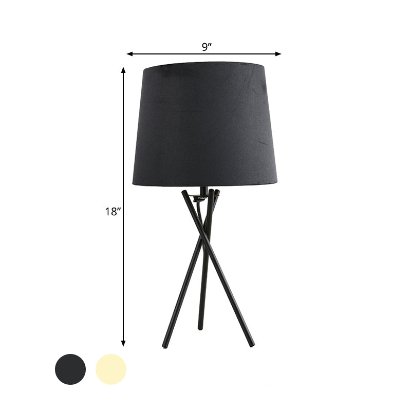 Drum Fabric Night Lighting Minimalist Novelty 1-Light Black/White Table Lamp with Cross-Legged Design Clearhalo 'Lamps' 'Table Lamps' Lighting' 1457780