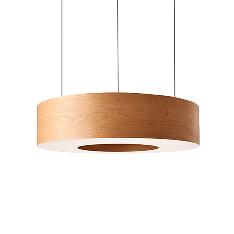 Brown Hollowed Round LED Pendant Light Simple Wooden Hanging Ceiling Light for Restaurant Clearhalo 'Ceiling Lights' 'Modern Pendants' 'Modern' 'Pendant Lights' 'Pendants' Lighting' 1457788