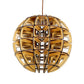 Hand-Worked Beehive Ball Hanging Light Asia Novelty Wood 1-Light Brown Pendant Ceiling Lamp Clearhalo 'Ceiling Lights' 'Pendant Lights' 'Pendants' Lighting' 1457823