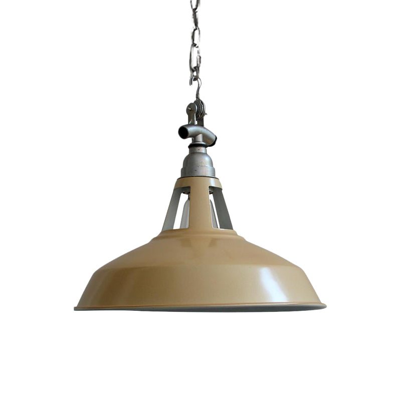Pot-Lid Dining Table Hanging Lamp Industrial Iron 1 Head White/Green Ceiling Pendant Light Clearhalo 'Art Deco Pendants' 'Cast Iron' 'Ceiling Lights' 'Ceramic' 'Crystal' 'Industrial Pendants' 'Industrial' 'Metal' 'Middle Century Pendants' 'Pendant Lights' 'Pendants' 'Tiffany' Lighting' 1457860