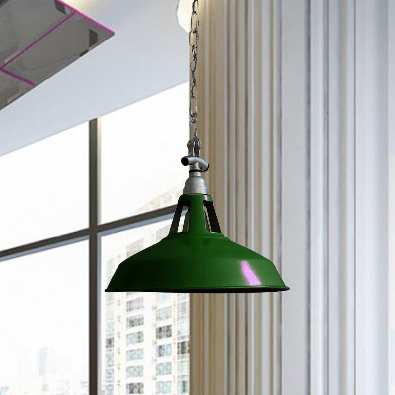 Pot-Lid Dining Table Hanging Lamp Industrial Iron 1 Head White/Green Ceiling Pendant Light Clearhalo 'Art Deco Pendants' 'Cast Iron' 'Ceiling Lights' 'Ceramic' 'Crystal' 'Industrial Pendants' 'Industrial' 'Metal' 'Middle Century Pendants' 'Pendant Lights' 'Pendants' 'Tiffany' Lighting' 1457863