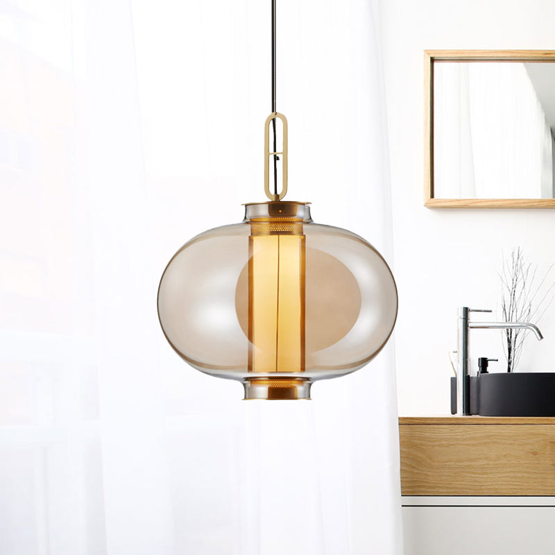 12.5"/19" H Gold Single Pendulum Light Retro Amber Glass Sphere/Ellipse/Oblong Suspension Lamp with Tube Frame Insert Amber 19" C Clearhalo 'Ceiling Lights' 'Glass shade' 'Glass' 'Industrial Pendants' 'Industrial' 'Middle Century Pendants' 'Pendant Lights' 'Pendants' 'Tiffany' Lighting' 1457910