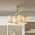 Gold 4/6 Lights Flush Chandelier Countryside Gathered Fabric Bell Shaped Hanging Light Fixture