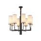 6/8 Heads Fabric Chandelier Lamp Traditional White Column Dining Table Suspension Pendant Light with Crystal Decor Clearhalo 'Ceiling Lights' 'Chandeliers' Lighting' options 1458051