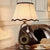 Scalloped Living Room Table Light Rustic Fabric 1 Light Black Nightstand Lighting with S Arm and Clock Black Clearhalo 'Lamps' 'Table Lamps' Lighting' 1458057