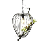 Pear Cage Iron Suspension Lamp Vintage 1 Bulb Study Room Flower Down Lighting Pendant in Black, 15"/18" W Clearhalo 'Art Deco Pendants' 'Black' 'Cast Iron' 'Ceiling Lights' 'Ceramic' 'Crystal' 'Industrial Pendants' 'Industrial' 'Metal' 'Middle Century Pendants' 'Pendant Lights' 'Pendants' 'Rustic Pendants' 'Tiffany' Lighting' 1458174
