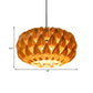Drum Shaped Lotus Pendant Lamp Chinese Style Wood Single Beige Suspension Lighting for Tearoom Clearhalo 'Ceiling Lights' 'Pendant Lights' 'Pendants' Lighting' 1458342