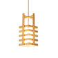 Cuboid Wooden Pendant Light Fixture Asian 1 Bulb Beige Hanging Lamp Kit with Cross Handle Clearhalo 'Ceiling Lights' 'Pendant Lights' 'Pendants' Lighting' 1458413