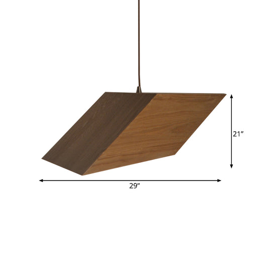 Triangular Prism Wood Drop Pendant Modern Creative 1 Light Beige Hanging Light Kit Clearhalo 'Ceiling Lights' 'Modern Pendants' 'Modern' 'Pendant Lights' 'Pendants' Lighting' 1458505