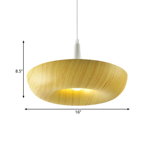 Minimalist Donut Hanging Light Aluminum Single Living Room Pendant Lamp in Beige with Wood Grain Texture Design Clearhalo 'Ceiling Lights' 'Modern Pendants' 'Modern' 'Pendant Lights' 'Pendants' Lighting' 1458515