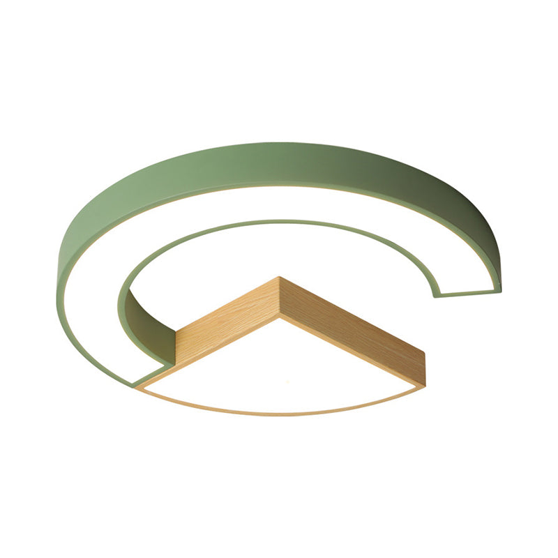 Arch and Sector Acrylic Ceiling Light Nordic Green/Grey-Wood 16.5"/20.5" Wide LED Flush Mounted Lamp in Warm/White Light Clearhalo 'Ceiling Lights' 'Close To Ceiling Lights' 'Close to ceiling' 'Flush mount' Lighting' 1458618