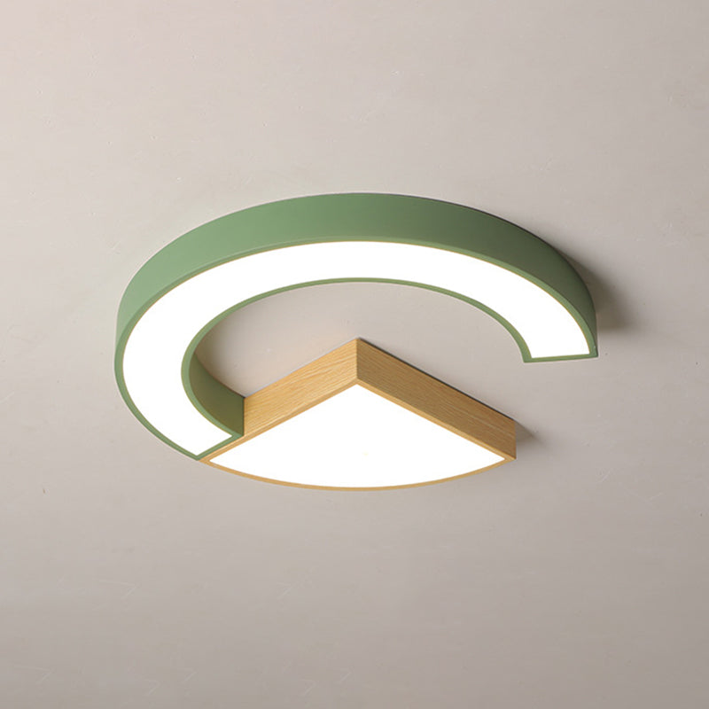 Arch and Sector Acrylic Ceiling Light Nordic Green/Grey-Wood 16.5"/20.5" Wide LED Flush Mounted Lamp in Warm/White Light Clearhalo 'Ceiling Lights' 'Close To Ceiling Lights' 'Close to ceiling' 'Flush mount' Lighting' 1458619