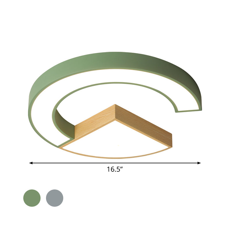 Arch and Sector Acrylic Ceiling Light Nordic Green/Grey-Wood 16.5"/20.5" Wide LED Flush Mounted Lamp in Warm/White Light Clearhalo 'Ceiling Lights' 'Close To Ceiling Lights' 'Close to ceiling' 'Flush mount' Lighting' 1458620