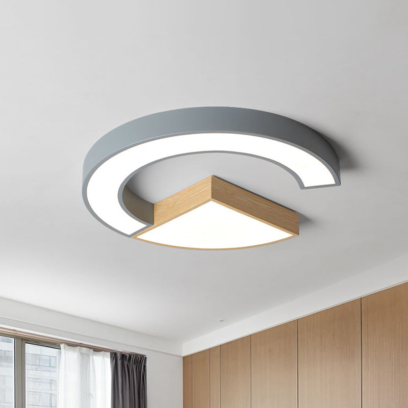 Arch and Sector Acrylic Ceiling Light Nordic Green/Grey-Wood 16.5"/20.5" Wide LED Flush Mounted Lamp in Warm/White Light Clearhalo 'Ceiling Lights' 'Close To Ceiling Lights' 'Close to ceiling' 'Flush mount' Lighting' 1458622