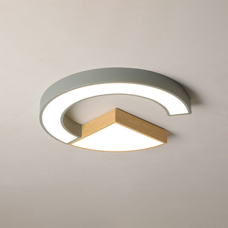 Arch and Sector Acrylic Ceiling Light Nordic Green/Grey-Wood 16.5"/20.5" Wide LED Flush Mounted Lamp in Warm/White Light Clearhalo 'Ceiling Lights' 'Close To Ceiling Lights' 'Close to ceiling' 'Flush mount' Lighting' 1458625