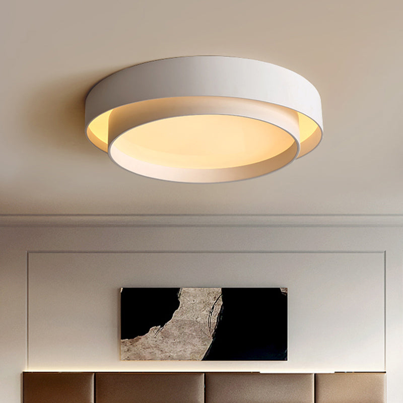 16"/19.5" Wide Simple LED Flush Mount Acrylic White/Black Layered Circle Ceiling Light Fixture in Warm/White Light Clearhalo 'Ceiling Lights' 'Close To Ceiling Lights' 'Close to ceiling' 'Flush mount' Lighting' 1458638