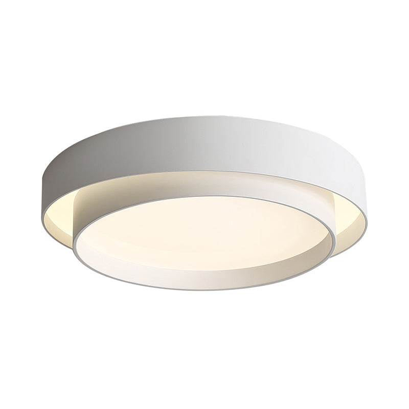 16"/19.5" Wide Simple LED Flush Mount Acrylic White/Black Layered Circle Ceiling Light Fixture in Warm/White Light Clearhalo 'Ceiling Lights' 'Close To Ceiling Lights' 'Close to ceiling' 'Flush mount' Lighting' 1458639