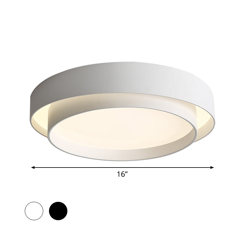 16"/19.5" Wide Simple LED Flush Mount Acrylic White/Black Layered Circle Ceiling Light Fixture in Warm/White Light Clearhalo 'Ceiling Lights' 'Close To Ceiling Lights' 'Close to ceiling' 'Flush mount' Lighting' 1458640