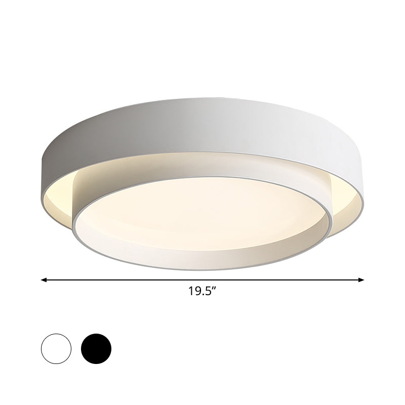 16"/19.5" Wide Simple LED Flush Mount Acrylic White/Black Layered Circle Ceiling Light Fixture in Warm/White Light Clearhalo 'Ceiling Lights' 'Close To Ceiling Lights' 'Close to ceiling' 'Flush mount' Lighting' 1458641