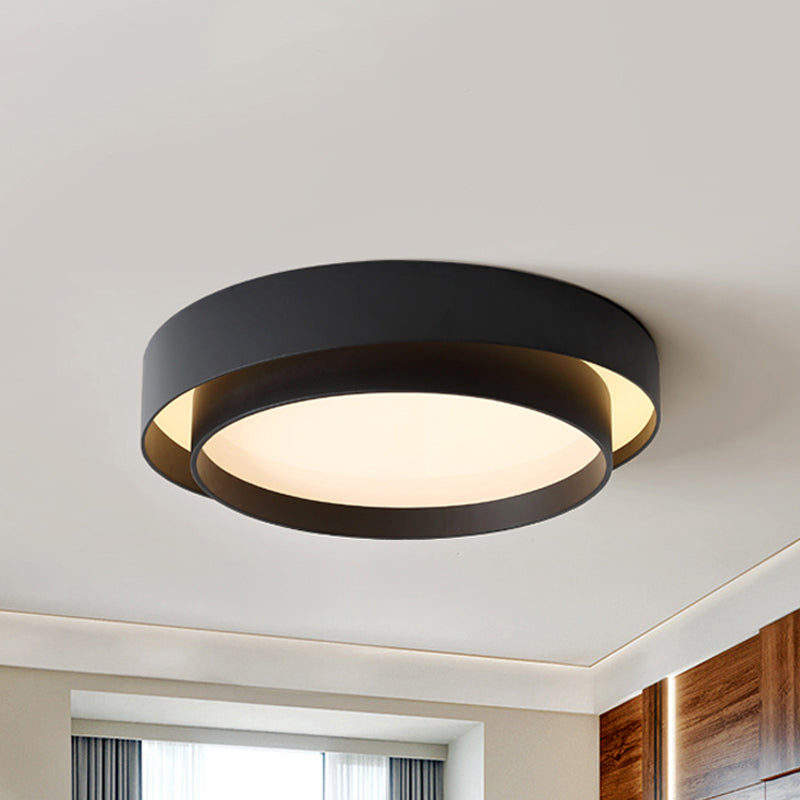 16"/19.5" Wide Simple LED Flush Mount Acrylic White/Black Layered Circle Ceiling Light Fixture in Warm/White Light Clearhalo 'Ceiling Lights' 'Close To Ceiling Lights' 'Close to ceiling' 'Flush mount' Lighting' 1458642