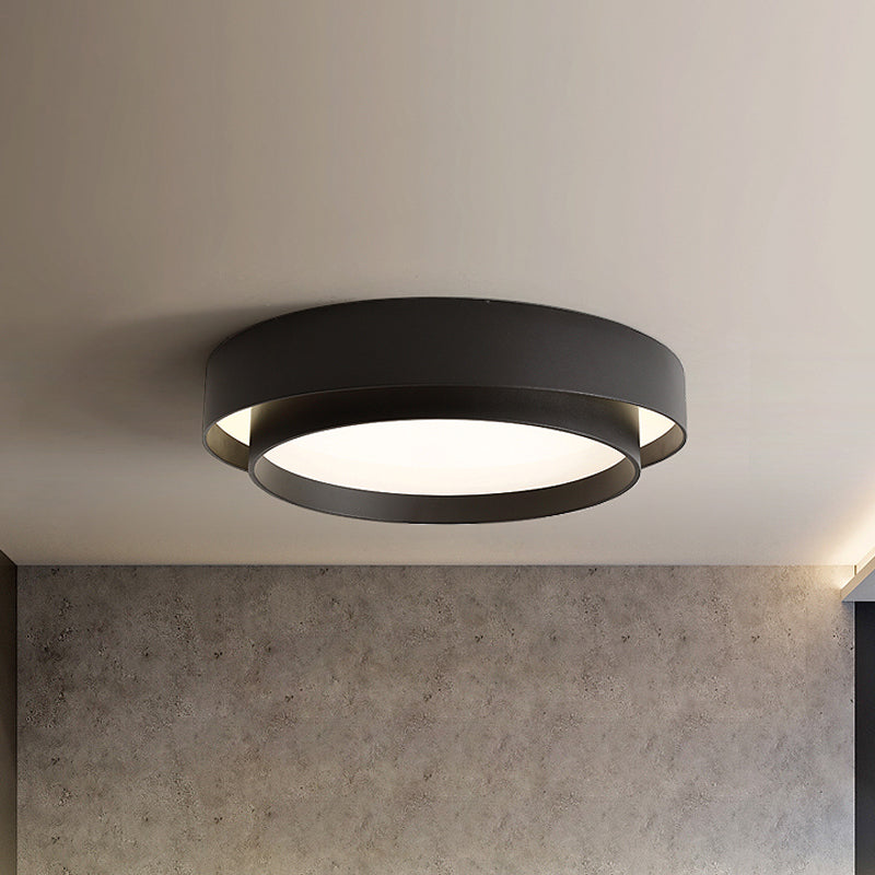 16"/19.5" Wide Simple LED Flush Mount Acrylic White/Black Layered Circle Ceiling Light Fixture in Warm/White Light Black Clearhalo 'Ceiling Lights' 'Close To Ceiling Lights' 'Close to ceiling' 'Flush mount' Lighting' 1458643