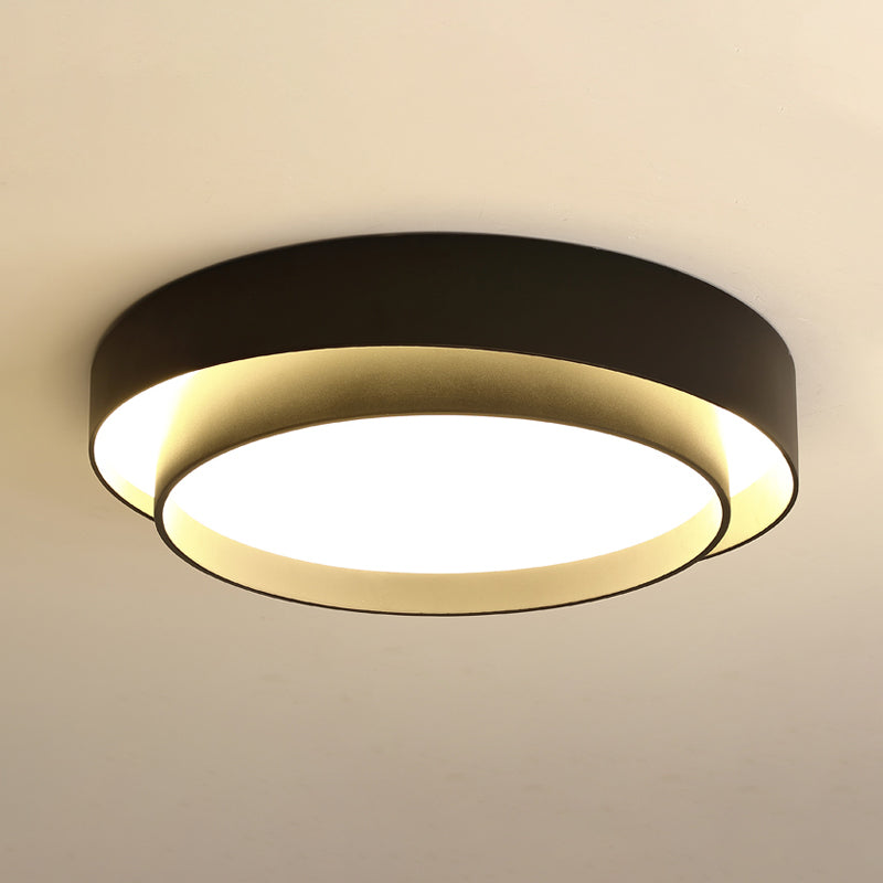 16"/19.5" Wide Simple LED Flush Mount Acrylic White/Black Layered Circle Ceiling Light Fixture in Warm/White Light Clearhalo 'Ceiling Lights' 'Close To Ceiling Lights' 'Close to ceiling' 'Flush mount' Lighting' 1458645