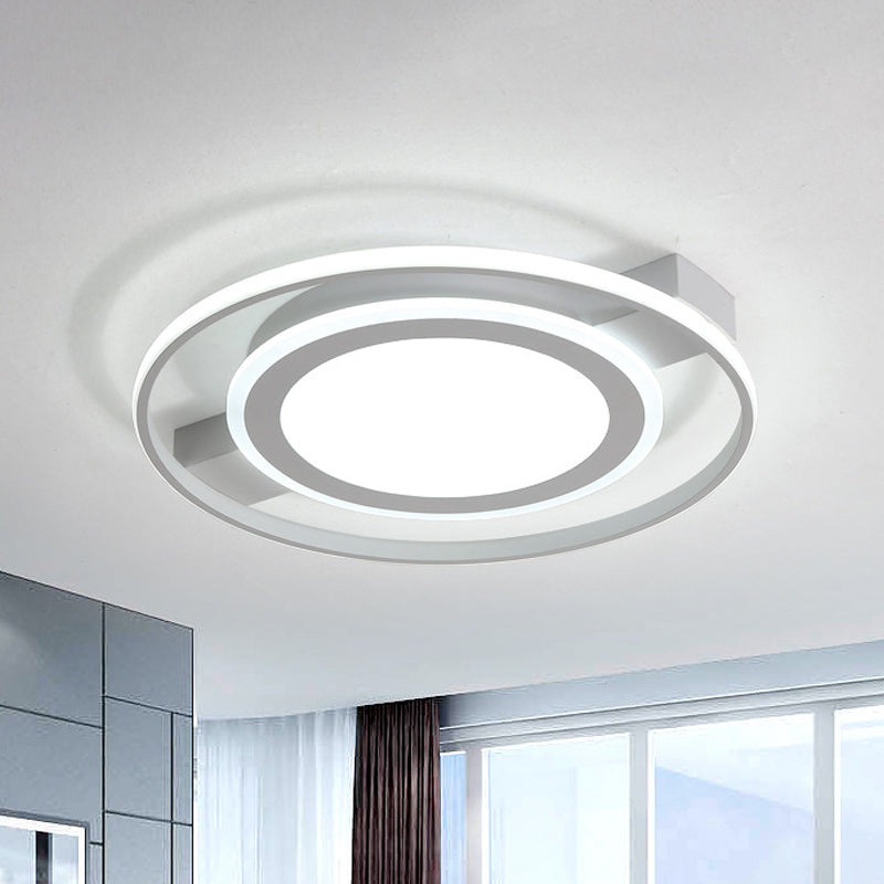 Acrylic 2 Circles Flush Light Fixture Minimalist White 18"/21.5" Wide LED Ceiling Mount Lamp in Warm/White Light Clearhalo 'Ceiling Lights' 'Close To Ceiling Lights' 'Close to ceiling' 'Flush mount' Lighting' 1458656