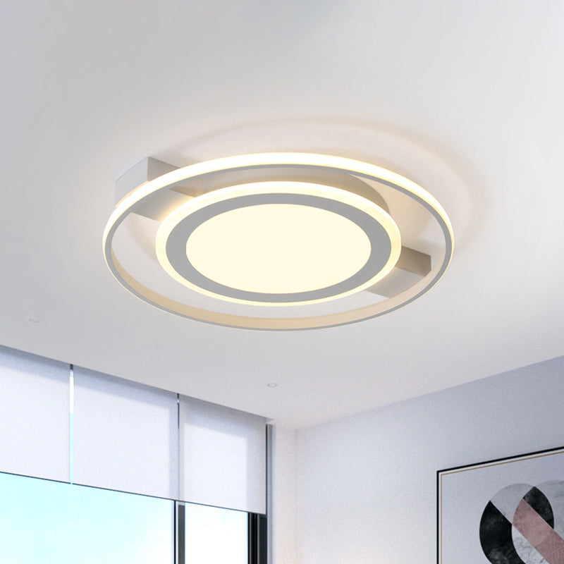 Acrylic 2 Circles Flush Light Fixture Minimalist White 18"/21.5" Wide LED Ceiling Mount Lamp in Warm/White Light Clearhalo 'Ceiling Lights' 'Close To Ceiling Lights' 'Close to ceiling' 'Flush mount' Lighting' 1458658
