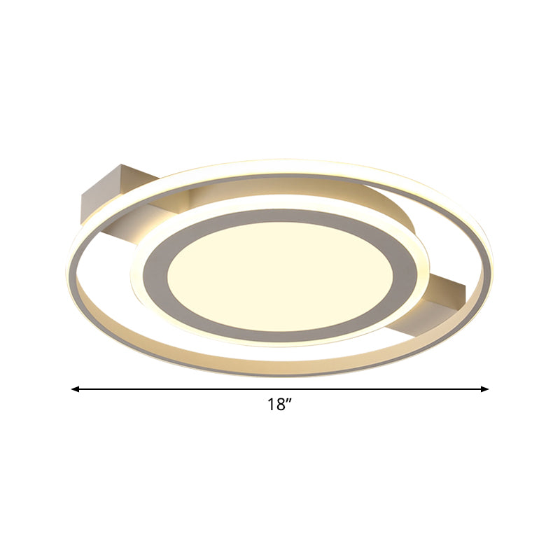 Acrylic 2 Circles Flush Light Fixture Minimalist White 18"/21.5" Wide LED Ceiling Mount Lamp in Warm/White Light Clearhalo 'Ceiling Lights' 'Close To Ceiling Lights' 'Close to ceiling' 'Flush mount' Lighting' 1458660