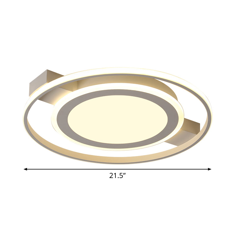 Acrylic 2 Circles Flush Light Fixture Minimalist White 18"/21.5" Wide LED Ceiling Mount Lamp in Warm/White Light Clearhalo 'Ceiling Lights' 'Close To Ceiling Lights' 'Close to ceiling' 'Flush mount' Lighting' 1458661