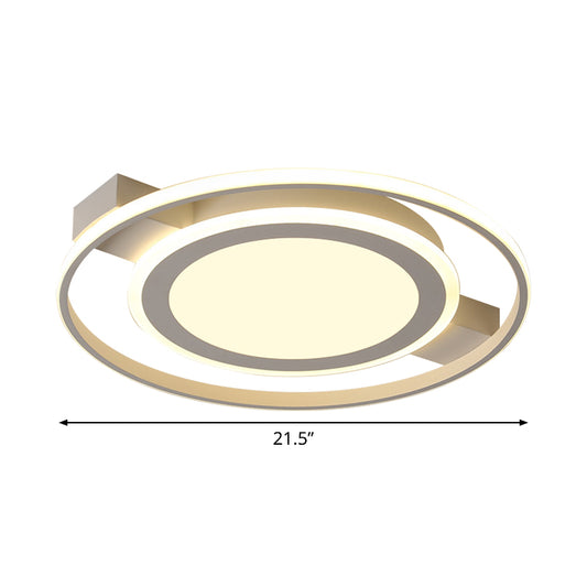 Acrylic 2 Circles Flush Light Fixture Minimalist White 18"/21.5" Wide LED Ceiling Mount Lamp in Warm/White Light Clearhalo 'Ceiling Lights' 'Close To Ceiling Lights' 'Close to ceiling' 'Flush mount' Lighting' 1458661