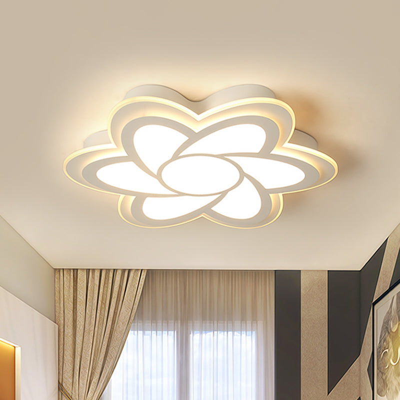16.5"/20.5" Wide Flower LED Ceiling Lamp Modernist Acrylic White Flush Mount Recessed Lighting for Office Clearhalo 'Ceiling Lights' 'Close To Ceiling Lights' 'Close to ceiling' 'Flush mount' Lighting' 1458680