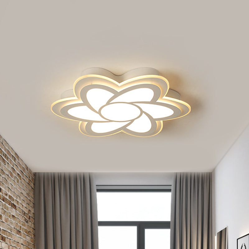 16.5"/20.5" Wide Flower LED Ceiling Lamp Modernist Acrylic White Flush Mount Recessed Lighting for Office White Clearhalo 'Ceiling Lights' 'Close To Ceiling Lights' 'Close to ceiling' 'Flush mount' Lighting' 1458681