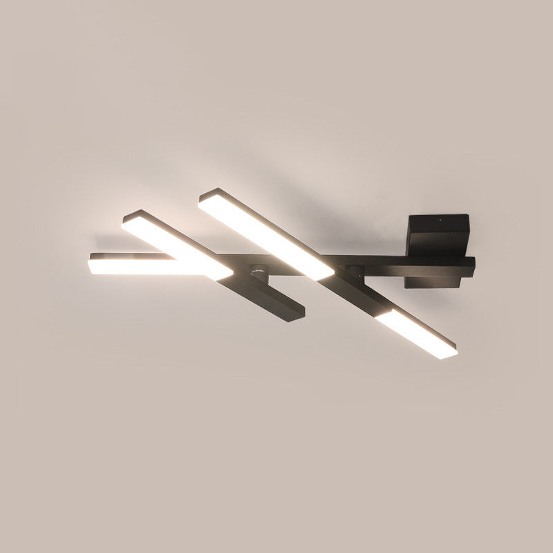 Black Intersected Flush Mount Lamp Minimalist Aluminum LED Ceiling Flush Light for Bedroom - Clearhalo - 'Ceiling Lights' - 'Close To Ceiling Lights' - 'Close to ceiling' - 'Flush mount' - Lighting' - 1458689