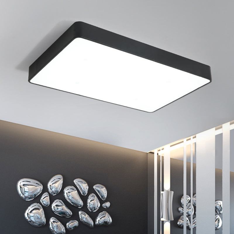 Black/White Rectangle Flush Mount Simplicity Iron LED Flush Ceiling Light with Acrylic Diffuser - Clearhalo - 'Ceiling Lights' - 'Close To Ceiling Lights' - 'Close to ceiling' - 'Flush mount' - Lighting' - 1458696