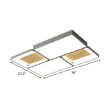 Piecing Rectangular Flush Mount Light Nordic Acrylic Grey and Wood LED Ceiling Lamp in Warm/White Light - Clearhalo - 'Ceiling Lights' - 'Close To Ceiling Lights' - 'Close to ceiling' - 'Flush mount' - Lighting' - 1458714