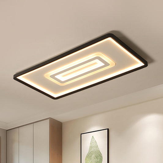 Ultra Thin Rectangle Pad Flush Mount Simplicity Acrylic Black LED Flushmount Ceiling Lamp in Warm/White Light Clearhalo 'Ceiling Lights' 'Close To Ceiling Lights' 'Close to ceiling' 'Flush mount' Lighting' 1458805