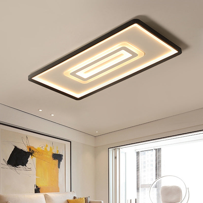 Ultra Thin Rectangle Pad Flush Mount Simplicity Acrylic Black LED Flushmount Ceiling Lamp in Warm/White Light Black Clearhalo 'Ceiling Lights' 'Close To Ceiling Lights' 'Close to ceiling' 'Flush mount' Lighting' 1458806