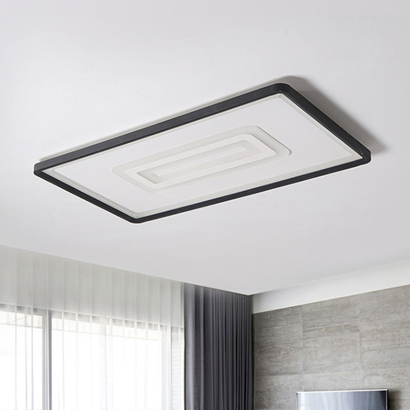 Ultra Thin Rectangle Pad Flush Mount Simplicity Acrylic Black LED Flushmount Ceiling Lamp in Warm/White Light Clearhalo 'Ceiling Lights' 'Close To Ceiling Lights' 'Close to ceiling' 'Flush mount' Lighting' 1458807