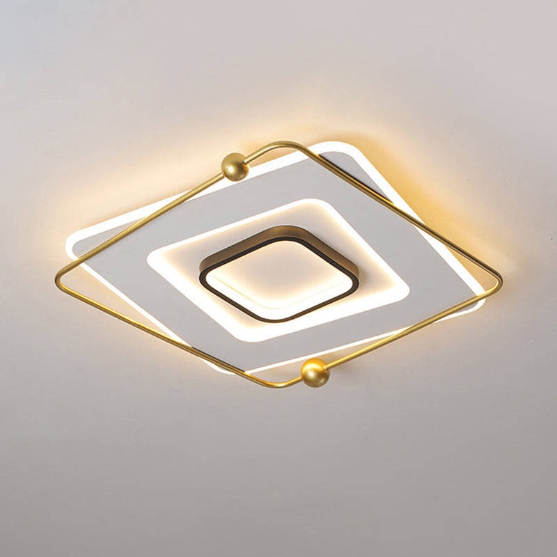 White-Gold Tiered Square Thin Flush Light Modernist Aluminum LED Flush Mount Ceiling Fixture in Warm/White Light, 18"/22" Width Clearhalo 'Ceiling Lights' 'Close To Ceiling Lights' 'Close to ceiling' 'Flush mount' Lighting' 1458829