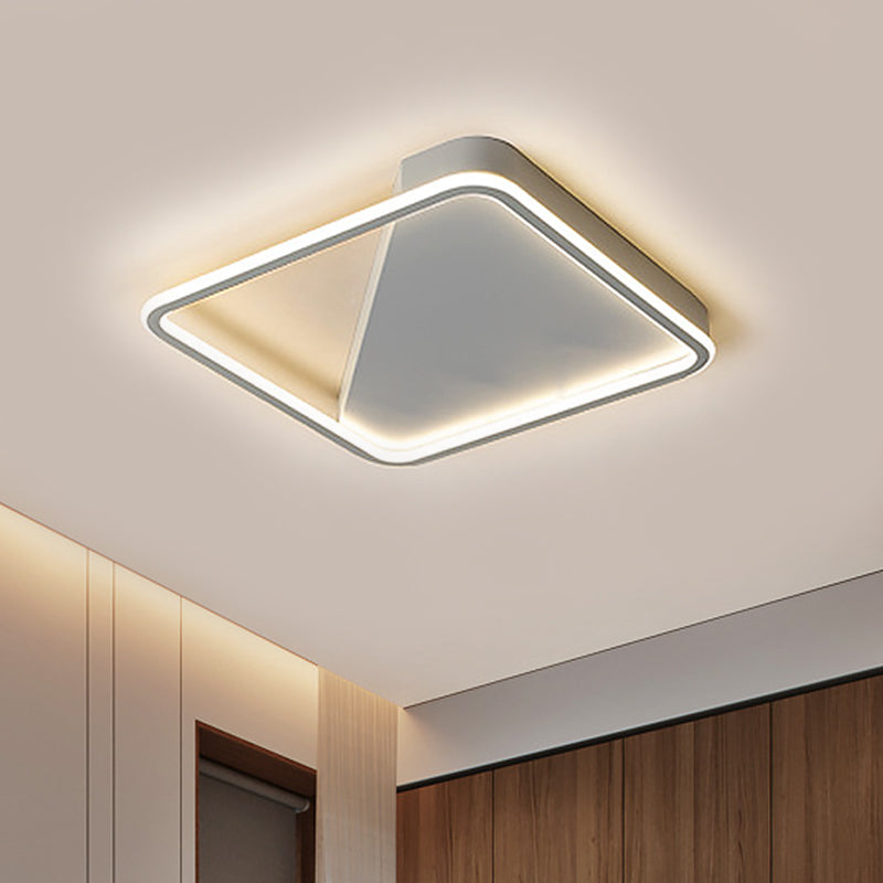Simple Slim Square Hoop Ceiling Flush Iron Bedroom 16.5"/22" Wide LED Flush Mounted Lighting in Warm/White Light Grey 16.5" Clearhalo 'Ceiling Lights' 'Close To Ceiling Lights' 'Close to ceiling' 'Flush mount' Lighting' 1458855