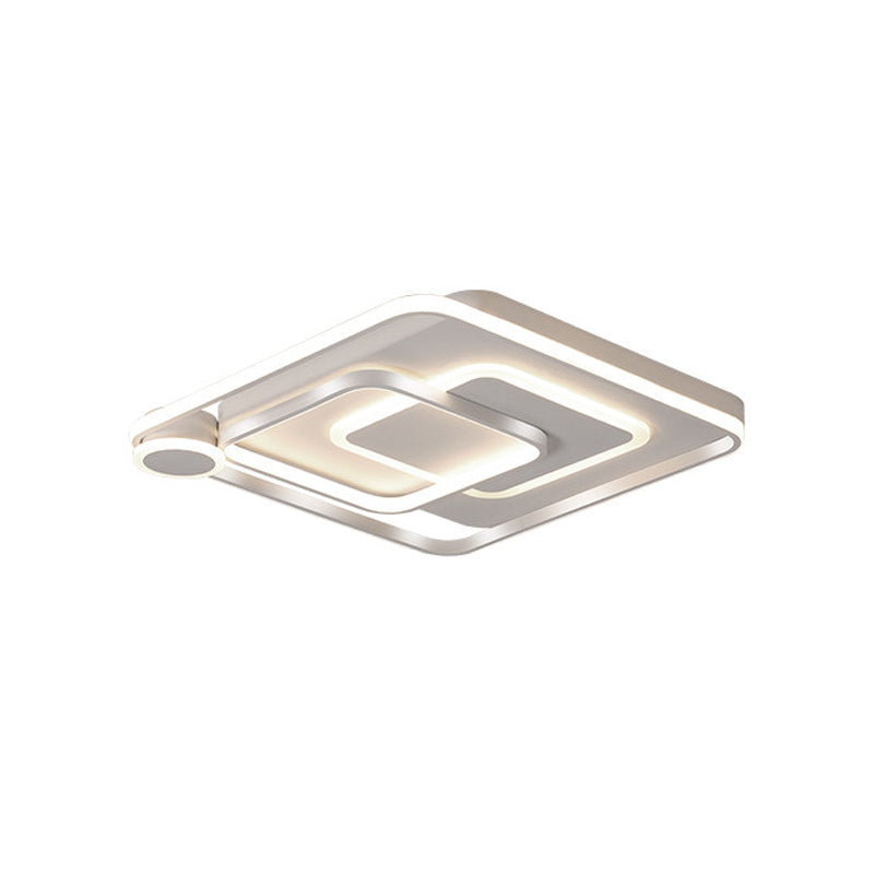 White Square Overlapped Flush Light Contemporary Acrylic 18"/21.5" Wide LED Ceiling Mounted Lamp in Warm/White Light for Bedroom Clearhalo 'Ceiling Lights' 'Close To Ceiling Lights' 'Close to ceiling' 'Flush mount' Lighting' 1458872