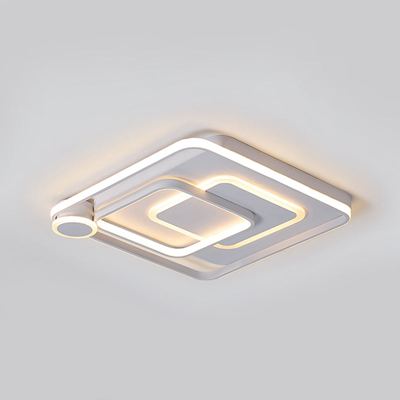 White Square Overlapped Flush Light Contemporary Acrylic 18"/21.5" Wide LED Ceiling Mounted Lamp in Warm/White Light for Bedroom Clearhalo 'Ceiling Lights' 'Close To Ceiling Lights' 'Close to ceiling' 'Flush mount' Lighting' 1458873