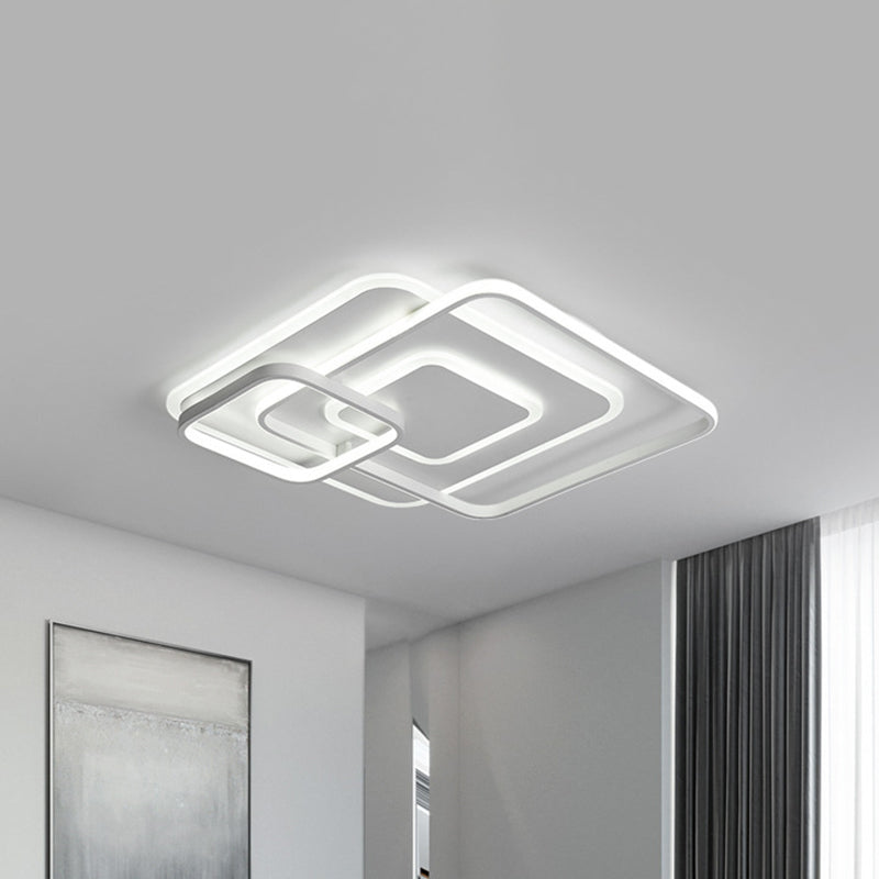 18"/21.5" W Hotel LED Flush Mount Light Modern White Close to Ceiling Lamp with Stacking Square Acrylic Frame in Warm/White Light White Clearhalo 'Ceiling Lights' 'Close To Ceiling Lights' 'Close to ceiling' 'Flush mount' Lighting' 1458877