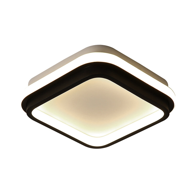 Minimalist LED Ceiling Mount Lamp Iron Black and White Square/Round Small Flush Light in Warm/White Light with Recessed Diffuser - Clearhalo - 'Ceiling Lights' - 'Close To Ceiling Lights' - 'Close to ceiling' - 'Flush mount' - Lighting' - 1458898