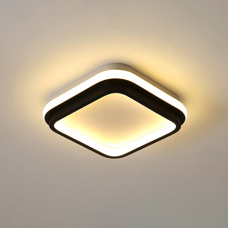 Minimalist LED Ceiling Mount Lamp Iron Black and White Square/Round Small Flush Light in Warm/White Light with Recessed Diffuser - Clearhalo - 'Ceiling Lights' - 'Close To Ceiling Lights' - 'Close to ceiling' - 'Flush mount' - Lighting' - 1458899