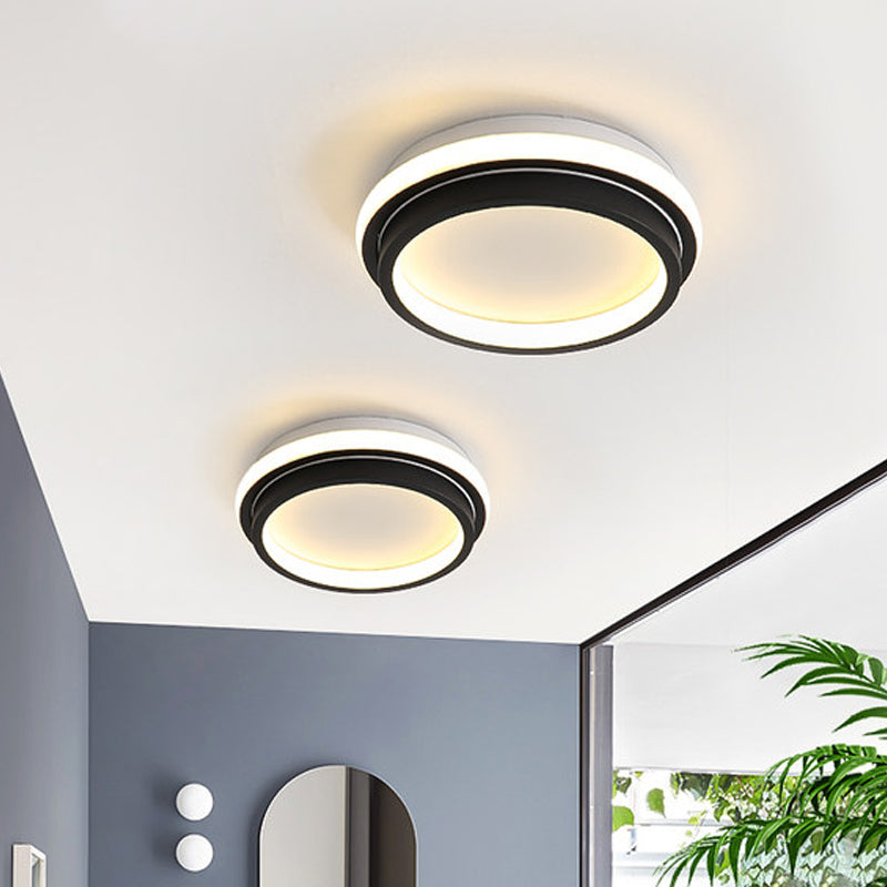 Minimalist LED Ceiling Mount Lamp Iron Black and White Square/Round Small Flush Light in Warm/White Light with Recessed Diffuser - Clearhalo - 'Ceiling Lights' - 'Close To Ceiling Lights' - 'Close to ceiling' - 'Flush mount' - Lighting' - 1458901
