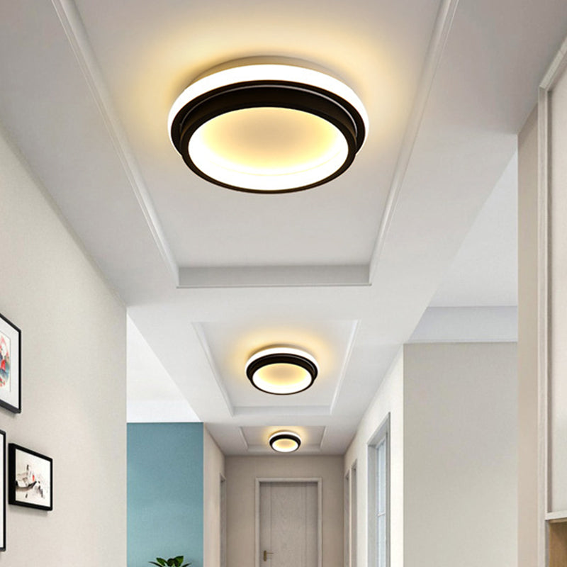 Minimalist LED Ceiling Mount Lamp Iron Black and White Square/Round Small Flush Light in Warm/White Light with Recessed Diffuser - Black - Round - Clearhalo - 'Ceiling Lights' - 'Close To Ceiling Lights' - 'Close to ceiling' - 'Flush mount' - Lighting' - 1458902