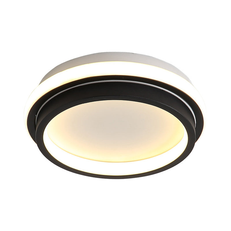 Minimalist LED Ceiling Mount Lamp Iron Black and White Square/Round Small Flush Light in Warm/White Light with Recessed Diffuser - Clearhalo - 'Ceiling Lights' - 'Close To Ceiling Lights' - 'Close to ceiling' - 'Flush mount' - Lighting' - 1458903