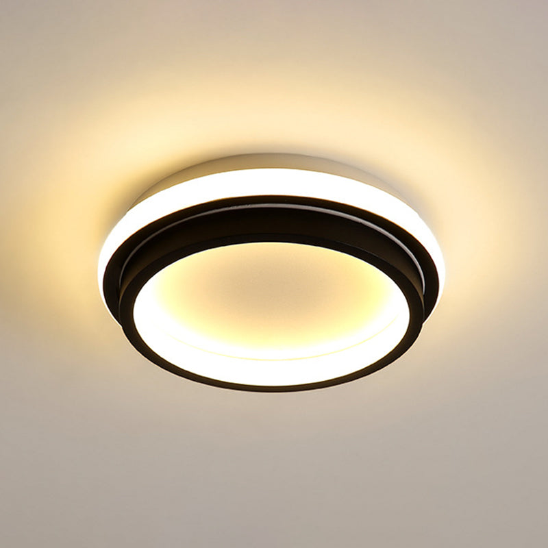 Minimalist LED Ceiling Mount Lamp Iron Black and White Square/Round Small Flush Light in Warm/White Light with Recessed Diffuser - Clearhalo - 'Ceiling Lights' - 'Close To Ceiling Lights' - 'Close to ceiling' - 'Flush mount' - Lighting' - 1458904